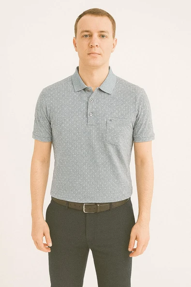 Ercan Büyük Beden Yakalı Klasik Kısa Kol Cepli Erkek Tişört 7347