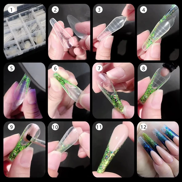 Protez Tırnak Üst Form Jel Polygel Acrygel - Akrijel ve Polijel İçin Üst Form Şablon 288li WN-004 - 3