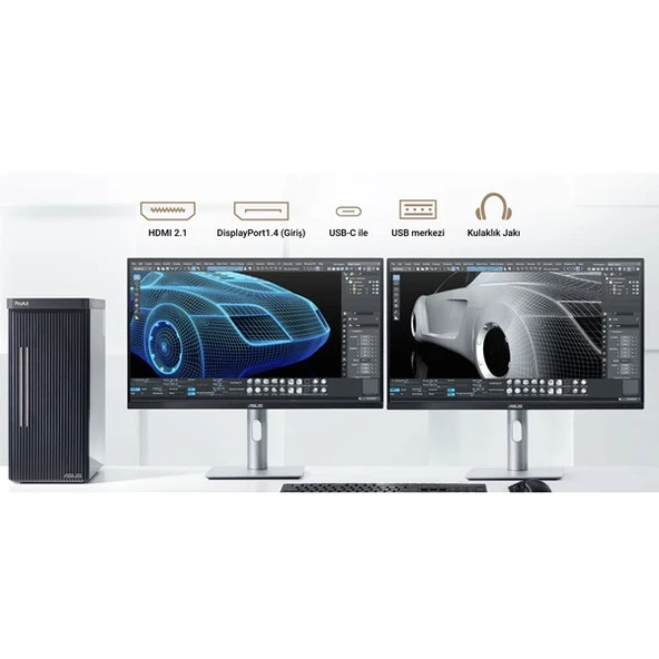 ASUS 27" IPS PROART PA27JCV 5K 5MS 60HZ DP HDM USB C 5120X2880 PIVOT MONITÖR - Resim 6