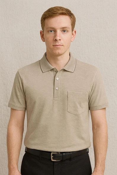 Simenti Büyük Beden Yakalı Klasik Kısa Kol Cepli Erkek Tişört 7348 - 2