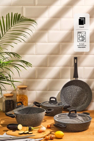 Lucca 7 Parça Tencere Seti Gri Mavi