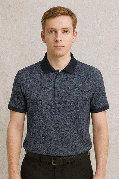 Ercan Büyük Beden Yakalı Klasik Kısa Kol Cepli Erkek Tişört 7346 - 3