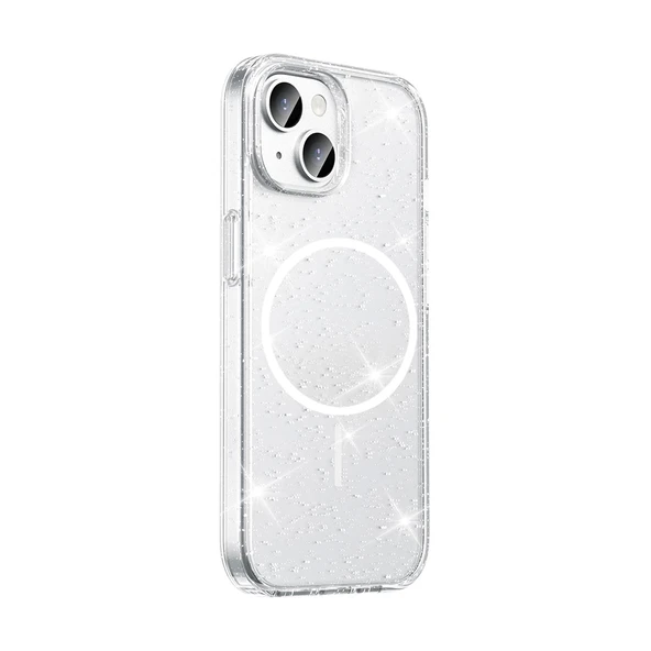 Apple iPhone 15 Kılıf M-safe Şarj Özellikli Parlayan Simli Saydam Renkli Zore Maris Kapak - 2