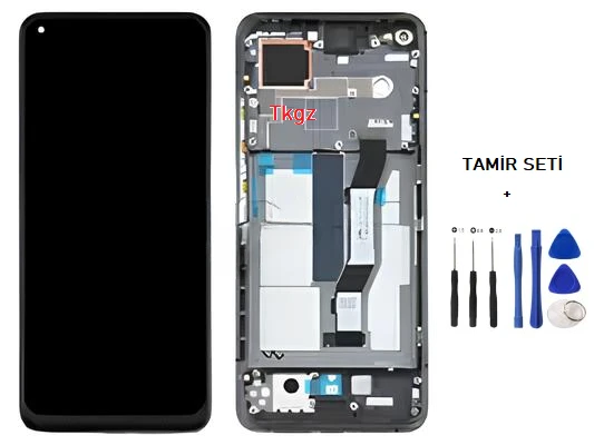 Tkgz - Xiaomi Mİ 10T PRO Uyumlu Lcd Ekran Dokunmatik SERVİCE - PACK - SİYAH FULL ÇITALI + Montaj Seti - Resim 2