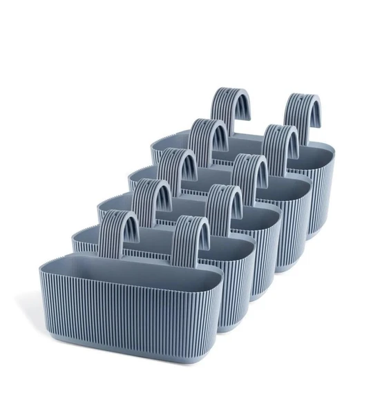 Omnipazar KRS-249 Plastik Pera Askılı Balkon Saksı 3.2 Lt Gök Mavi 5 Adet