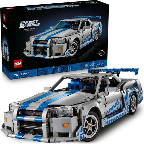 LEGO 42210  Technic™ Daha Hızlı Daha Öfkeli Nissan Skyline Gt-R (R34) Araba -1410 PARÇA- BÜYÜK ürün görseli 1