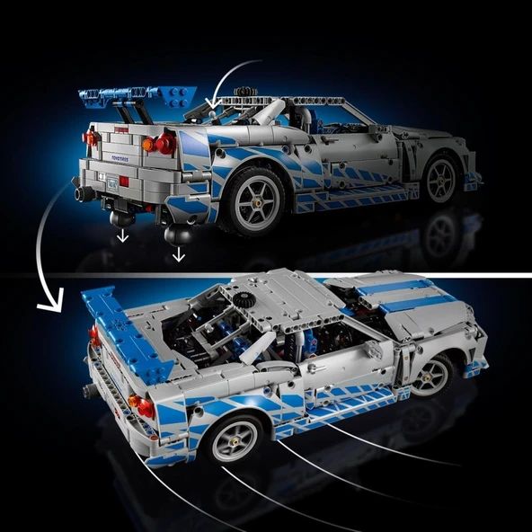 LEGO 42210  Technic™ Daha Hızlı Daha Öfkeli Nissan Skyline Gt-R (R34) Araba -1410 PARÇA- BÜYÜK - Resim 6