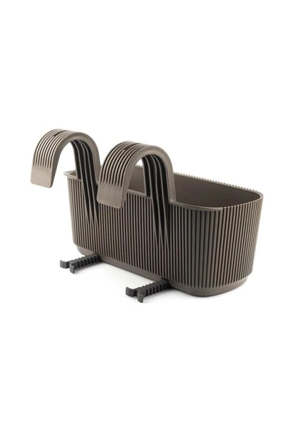 Omnipazar KRS-249 Plastik Pera Askılı Balkon Saksı 3.2 Lt Kahverengi 5 Adet - Resim 3