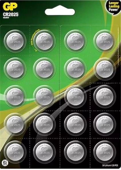 GP CR2025-2CAI20 3V Lityum Pil 20 li Kart ürün görseli