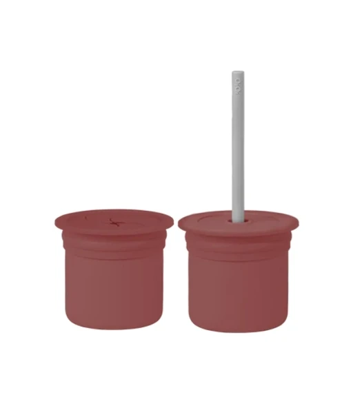 Nessiworld    Pipetli Silikon Bardak Seti Velvet Rose / Powder Grey