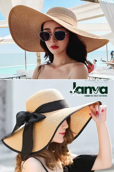 Hasır Şapka 47 cm Yazlık PLaj şapkası fötür vizyon - 3