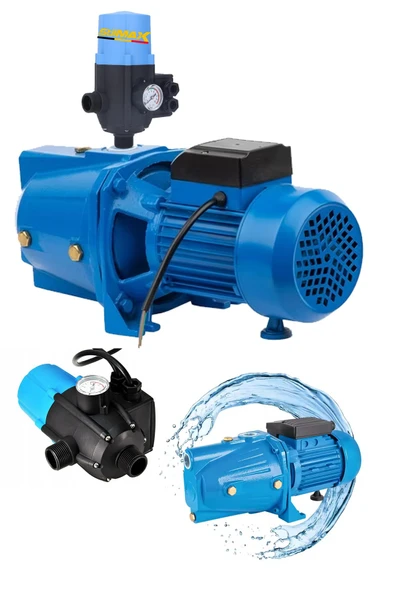 Stilmax 1.5HP Su Motoru Otomatik Hidrofor Seti Metal Dişli Tirbün Paket Hidrofor Ev Bahçe Sulama - 3