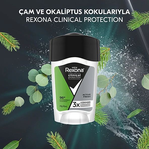 Rexona Men, Clinical Protection, Erkek Stick Deodorant Active Fresh - 45 ml - Resim 6