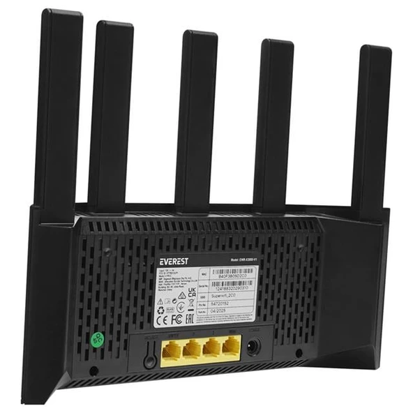 Everest EWR-X3000MBPS-V1 X3000mbps Dualband 5*6Dbi 1 Wan Port + 3 Lan Port Wi-Fi 6 Wisp+Ap+Repeater Destekli Kablosuz Wifi Router - 3