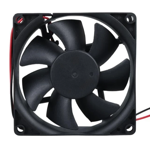 Class CF-241 DC12V 80X80x25mm Aksiyel Fan - 20Cm Siyah-Kırmızı Güç Kablolu - 2