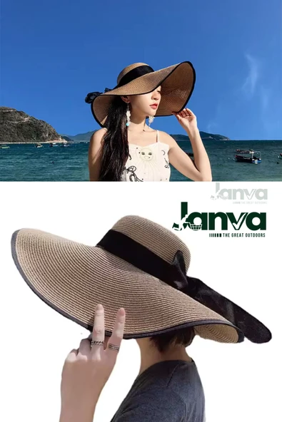 Hasır Şapka 47 cm Yazlık PLaj şapkası fötür vizyon - 4