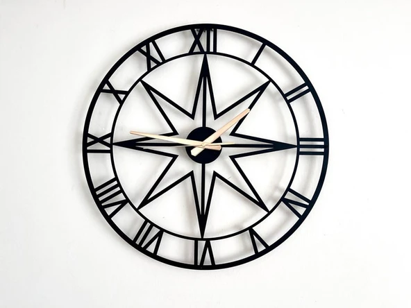 Yıldız Modern Ahşap Dekoratif duvar Saat - 1