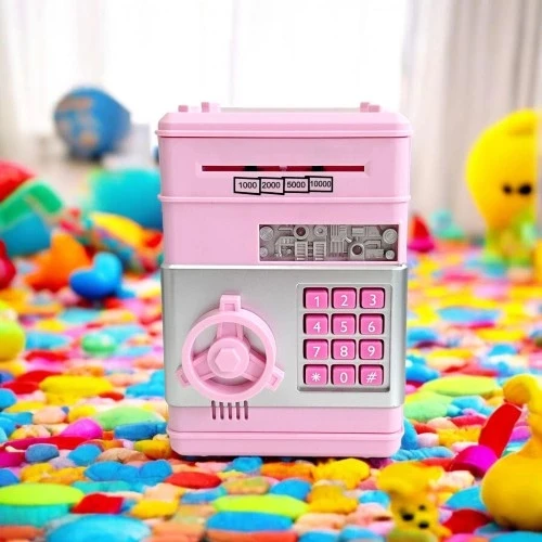 Şifreli Otomatik Kağıt Para Alan Atm Pembe Kumbara - 2