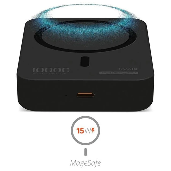 Powerway 10.000Mah PD15W Magsafe Kablosuz Wireless Taşınabilir Şarj Cihazı Siyah Powerbank TXM10 - 3
