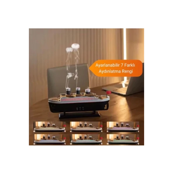 Titanic Gemi Hava Nemlendirici Işıklı Fonksiyonlu Buhar Makinesi Kumandalı - 2