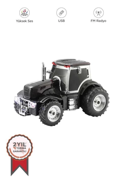D42 Siyah Traktör Tasarım Usb/fm Radyo Bluetooth Hoparlör Speaker - 4