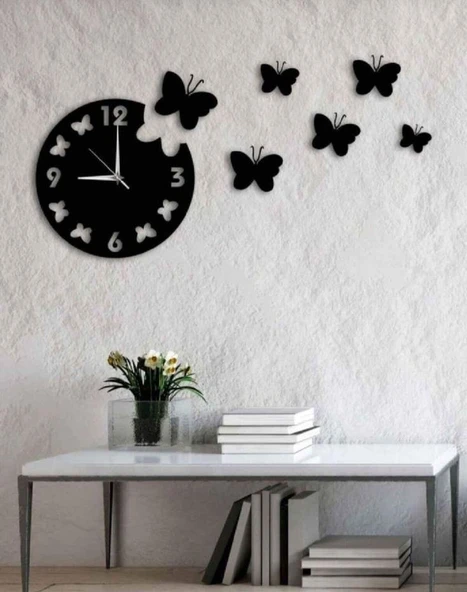 Kelebek modern Ahşap dekor Saat - 1