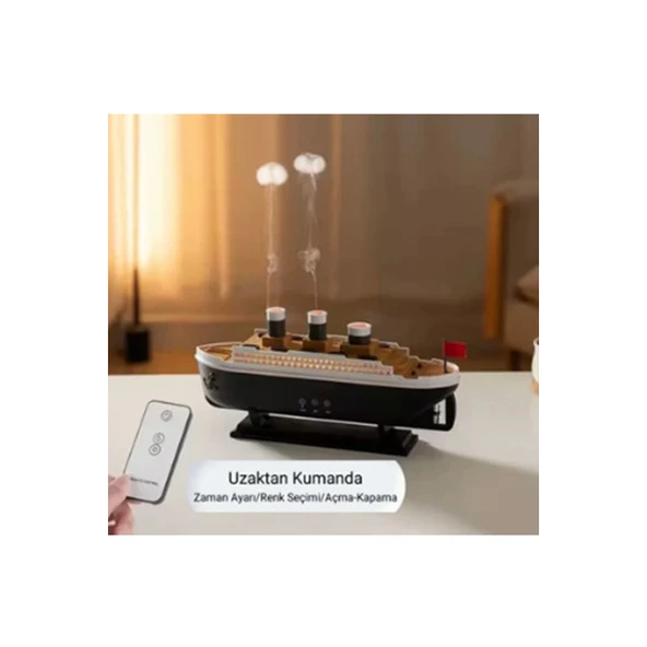 Titanic Gemi Hava Nemlendirici Işıklı Fonksiyonlu Buhar Makinesi Kumandalı - 4