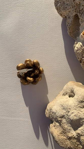 Kahverengi Gold Renk Sukulent Şekil Kağıt Tutacağı Notluk Epoksi El Yapımı Hediyelik - 3