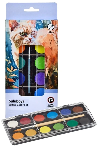 12 Renk Brons Sulu Boya 35x50 cm Telli Spralli Resim Defteri Resim Paleti Resim Fırçası Temizleme Kabı Suluboya Okul - 2