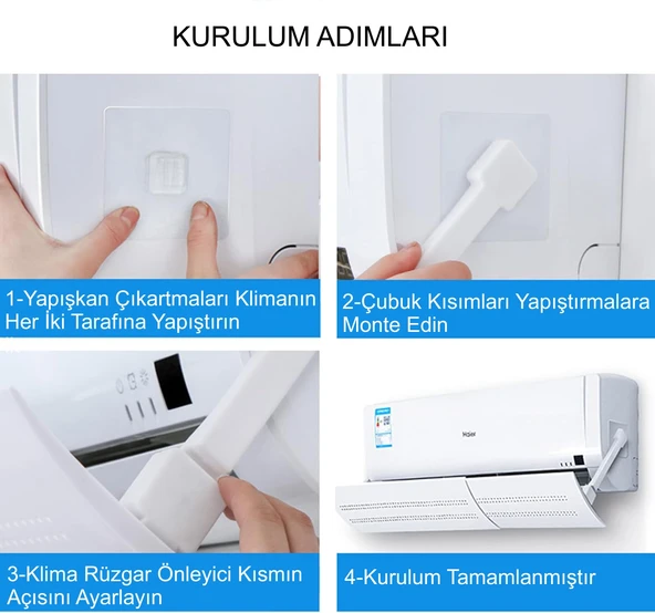 TriLine Delikli Ayarlanabilir 58-105 CM Klima Hava Yönlendirici Klima Aparatı Klima Siperliği - Resim 6