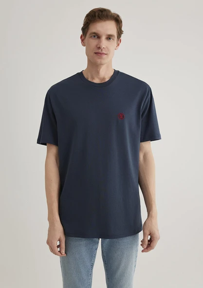 LOGO NAKIŞLI TİŞÖRT Gece Lacivert Lacivert Lacivert M - Resim 2