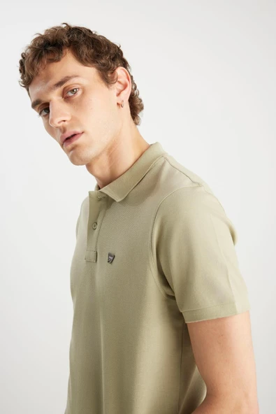 Erkek Regular Fit Polo T-shirt Tea Leaf Tea Leaf S - Resim 5