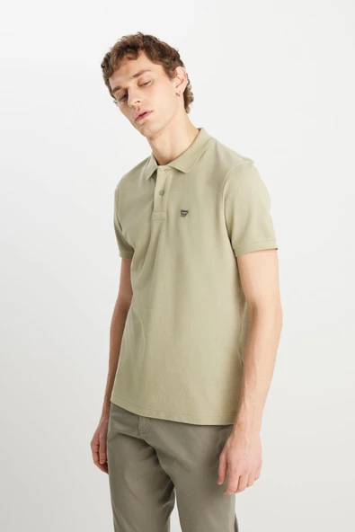 Erkek Regular Fit Polo T-shirt Tea Leaf Tea Leaf S - Resim 3