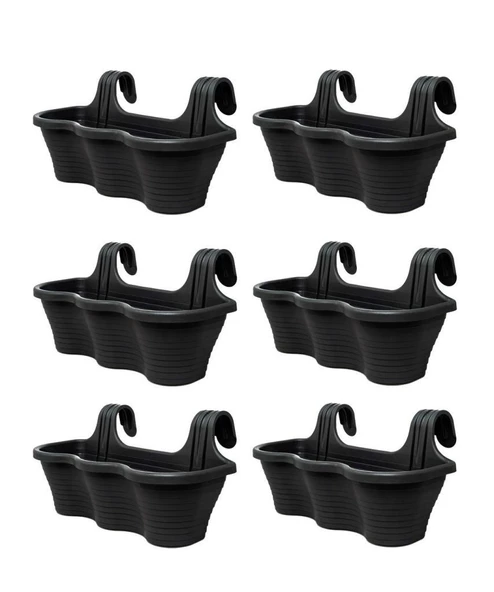 Omnipazar SO-TOM5 Tombik Askılı Balkon Saksı 10 Lt Antrasit 6 Adet ürün görseli