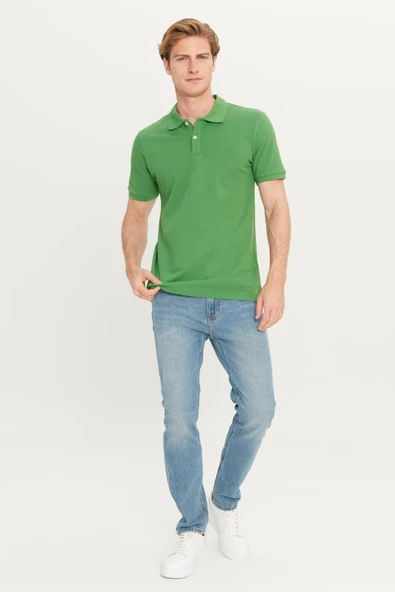 Erkek Regular Fit Polo T-shirt Mint Green Mint Green M - Resim 5