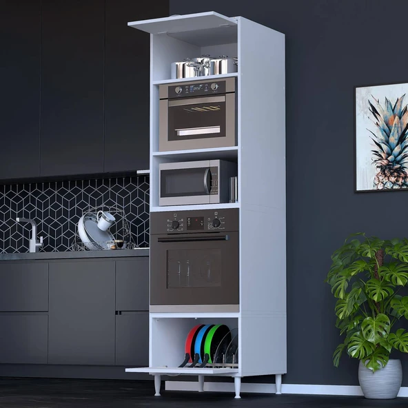 Modilayn ESER (60x217x56 cm) Boyutunda Ankastre 2 Kapaklı Mini/Midi Mikrodalga Fırın Dolabı ürün görseli 1