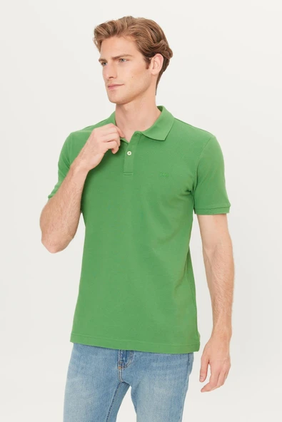 Erkek Regular Fit Polo T-shirt Mint Green Mint Green M - Resim 4
