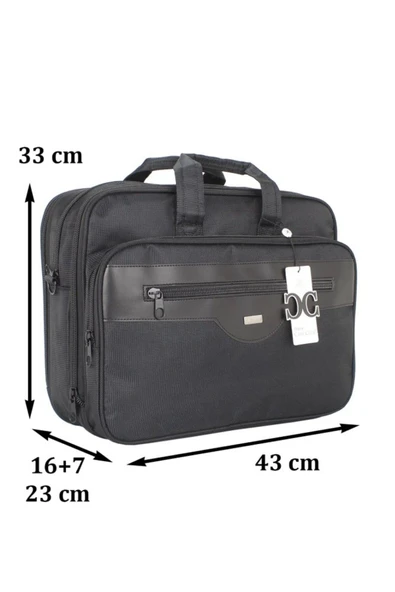 Case Club 2076 Büyük Körüklü 17,3 Inç Laptop Bölmeli El Omuz Çantası - 3