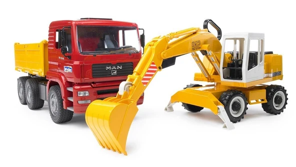 Bruder Oyuncak Man Damperli Kamyon Veliebherr Ekskavatör Br02751 - 1