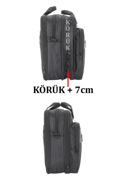 Case Club 2076 Büyük Körüklü 17,3 Inç Laptop Bölmeli El Omuz Çantası - 6