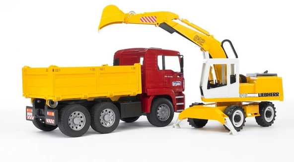 Bruder Oyuncak Man Damperli Kamyon Veliebherr Ekskavatör Br02751 - 2