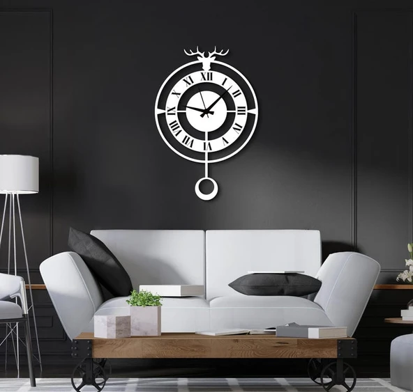 Beyaz Geyik Roma rakamlı Dekoratif dekor Saat ürün görseli 1