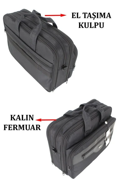 Case Club 2076 Büyük Körüklü 17,3 Inç Laptop Bölmeli El Omuz Çantası - 2