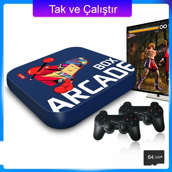 Retro Arcade Oyun Konsolu PS1/PSP/N64-4K HD Destekli Mavi Renk Nostaljik Oyun Keyfi - 8