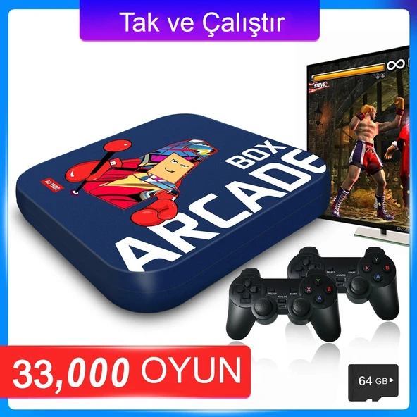 Retro Arcade Oyun Konsolu PS1/PSP/N64-4K HD Destekli Mavi Renk Nostaljik Oyun Keyfi - 4