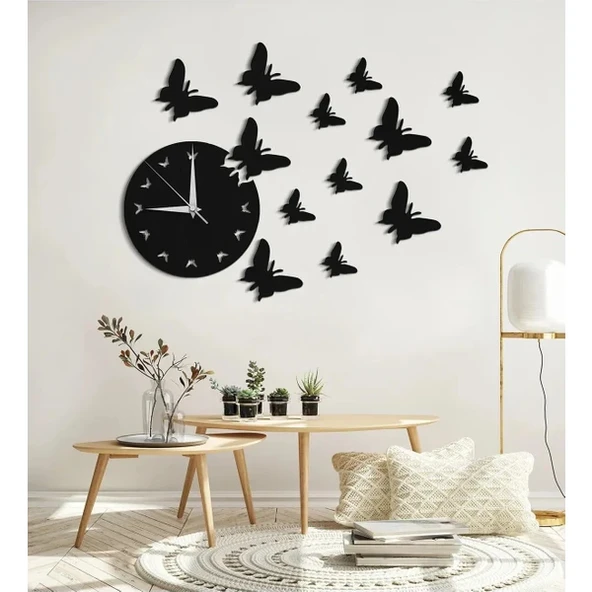 Kelebek modern Ahşap Tasarimli Dekoratif duvar Saat - 1
