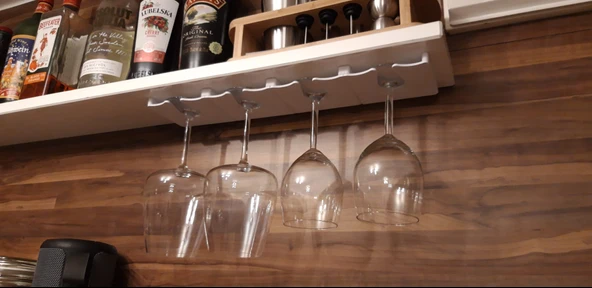 Byr Raf Şarabı Camı Tutucu / Askı / Raf Altında Uzatılabilir, 2 veya daha fazla bardak için modüler (Sadece Plastik Aparattır!!!) 3D - 2