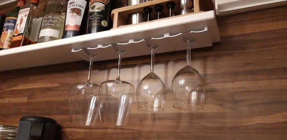 Byr Raf Şarabı Camı Tutucu / Askı / Raf Altında Uzatılabilir, 2 veya daha fazla bardak için modüler (Sadece Plastik Aparattır!!!) 3D