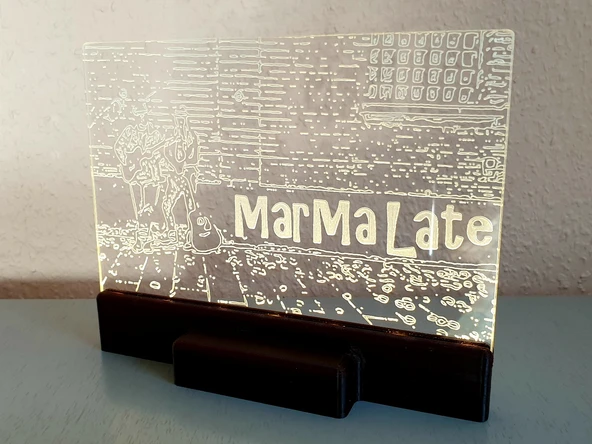 Byr LED Stand (Pil Kılıflı LED Şerit) Akril Lazer / CNC gravürü için 220mm / 145mm (Sadece Plastik Aparattır!!!) 3D - 4