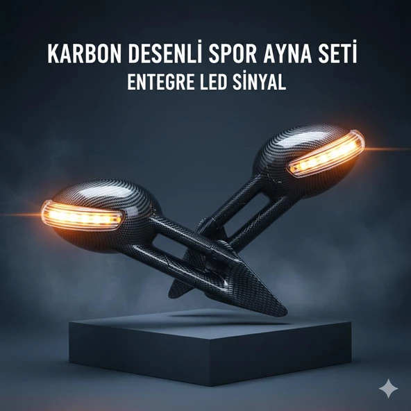 Space Sinyalli M3 Tipi Ayna - Siyah-Karbon-Krom (Takım) ürün görseli 1